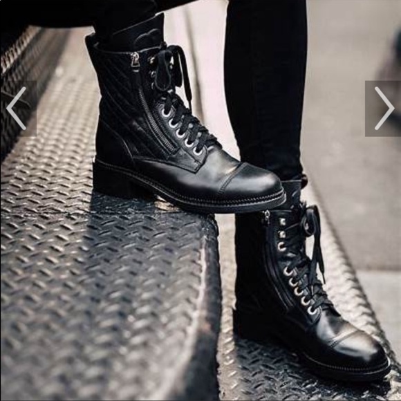 CHANEL Black Quilted Combat Boots. Size 36. - Picture 12 of 12